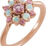 14K Rose Natural Pink Tourmaline & Natural Ethiopian Opal Ring - 72078