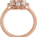 14K Rose Natural Pink Tourmaline & Natural Ethiopian Opal Ring - 72078