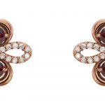 14K Rose Natural Mozambique Garnet & 1/4 CTW Natural Diamond Earrings - 86367