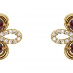 14K Yellow Natural Mozambique Garnet & 1/4 CTW Natural Diamond Earrings - 86367