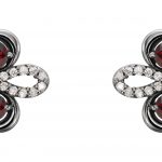 Platinum Natural Mozambique Garnet & 1/4 CTW Natural Diamond Earrings - 86367