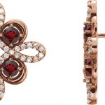 14K Rose Natural Mozambique Garnet & 1/4 CTW Natural Diamond Earrings - 86367