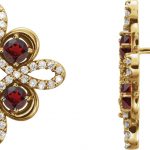 14K Yellow Natural Mozambique Garnet & 1/4 CTW Natural Diamond Earrings - 86367