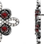 14K White Natural Mozambique Garnet & 1/4 CTW Natural Diamond Earrings - 86367