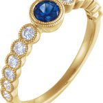 14K Yellow Natural Blue Sapphire & 1/2 CTW Diamond Ring - 653472