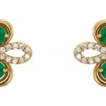 14K Yellow Natural Emerald & 1/4 CTW Natural Diamond Earrings - 86367