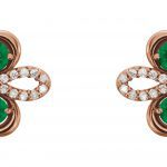 14K Rose Natural Emerald & 1/4 CTW Natural Diamond Earrings - 86367