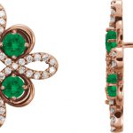 14K Rose Natural Emerald & 1/4 CTW Natural Diamond Earrings - 86367