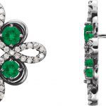 Platinum Natural Emerald & 1/4 CTW Natural Diamond Earrings - 86367