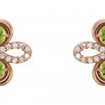 14K Rose Natural Peridot & 1/4 CTW Natural Diamond Earrings - 86367