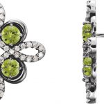 14K White Natural Peridot & 1/4 CTW Natural Diamond Earrings - 86367