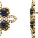 14K Yellow Natural Blue Sapphire & 1/4 CTW Natural Diamond Earrings - 86367