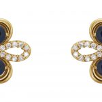 14K Yellow Natural Blue Sapphire & 1/4 CTW Natural Diamond Earrings - 86367