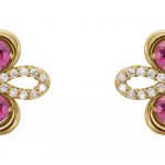 14K Yellow Natural Pink Tourmaline & 1/4 CTW Natural Diamond Earrings - 86367