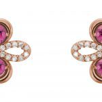 14K Rose Natural Pink Tourmaline & 1/4 CTW Natural Diamond Earrings - 86367