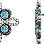 Platinum Natural Blue Zircon & 1/4 CTW Natural Diamond Earrings - 86367