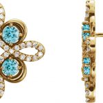 14K Yellow Natural Blue Zircon & 1/4 CTW Natural Diamond Earrings - 86367