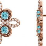 14K Rose Natural Blue Zircon & 1/4 CTW Natural Diamond Earrings - 86367