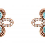 14K Rose Natural Blue Zircon & 1/4 CTW Natural Diamond Earrings - 86367