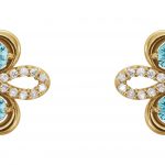 14K Yellow Natural Blue Zircon & 1/4 CTW Natural Diamond Earrings - 86367