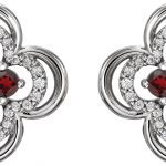 Platinum Natural Mozambique Garnet & 1/5 CTW Natural Diamond Clover Earrings - 86370