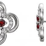 Platinum Natural Mozambique Garnet & 1/5 CTW Natural Diamond Clover Earrings - 86370