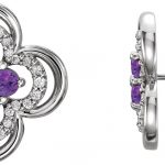 Platinum Natural Amethyst & 1/5 CTW Natural Diamond Clover Earrings - 86370