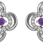 Platinum Natural Amethyst & 1/5 CTW Natural Diamond Clover Earrings - 86370