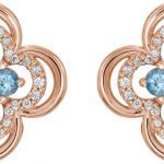 14K Rose Natural Aquamarine & 1/5 CTW Natural Diamond Clover Earrings - 86370