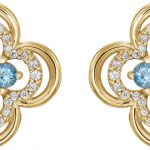 14K Yellow Natural Aquamarine & 1/5 CTW Natural Diamond Clover Earrings - 86370