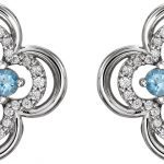 Platinum Natural Aquamarine & 1/5 CTW Natural Diamond Clover Earrings - 86370