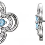 Platinum Natural Aquamarine & 1/5 CTW Natural Diamond Clover Earrings - 86370