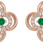 14K Rose Natural Emerald & 1/5 CTW Natural Diamond Clover Earrings - 86370