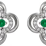 14K White Natural Emerald & 1/5 CTW Natural Diamond Clover Earrings - 86370