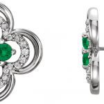 Platinum Natural Emerald & 1/5 CTW Natural Diamond Clover Earrings - 86370