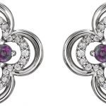 14K White Natural Alexandrite & 1/5 CTW Natural Diamond Clover Earrings - 86370