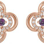 14K Rose Natural Alexandrite & 1/5 CTW Natural Diamond Clover Earrings - 86370