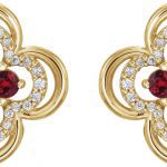 14K Yellow Natural Ruby & 1/5 CTW Natural Diamond Clover Earrings - 86370