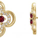 14K Yellow Natural Ruby & 1/5 CTW Natural Diamond Clover Earrings - 86370