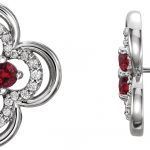 Platinum Natural Ruby & 1/5 CTW Natural Diamond Clover Earrings - 86370