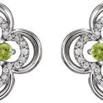 Platinum Natural Peridot & 1/5 CTW Natural Diamond Clover Earrings - 86370