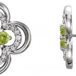 Platinum Natural Peridot & 1/5 CTW Natural Diamond Clover Earrings - 86370