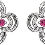 Platinum Natural Pink Tourmaline & 1/5 CTW Natural Diamond Clover Earrings - 86370