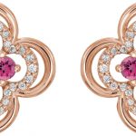 14K Rose Natural Pink Tourmaline & 1/5 CTW Natural Diamond Clover Earrings - 86370