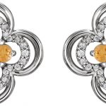 Platinum Natural Citrine & 1/5 CTW Natural Diamond Clover Earrings - 86370