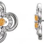 Platinum Natural Citrine & 1/5 CTW Natural Diamond Clover Earrings - 86370