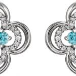 Platinum Natural Blue Zircon & 1/5 CTW Natural Diamond Clover Earrings - 86370