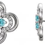 Platinum Natural Blue Zircon & 1/5 CTW Natural Diamond Clover Earrings - 86370