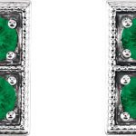 Platinum Natural Emerald Two-Stone Earrings - 86538