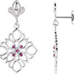 Sterling Silver & 14K White Natural Ruby Earrings - 85602